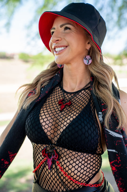 VOYD Skull Earrings - Red Marble