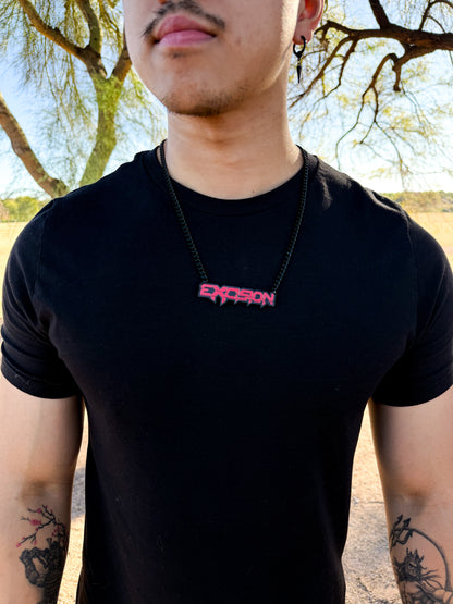 X Nameplate Necklace - Red