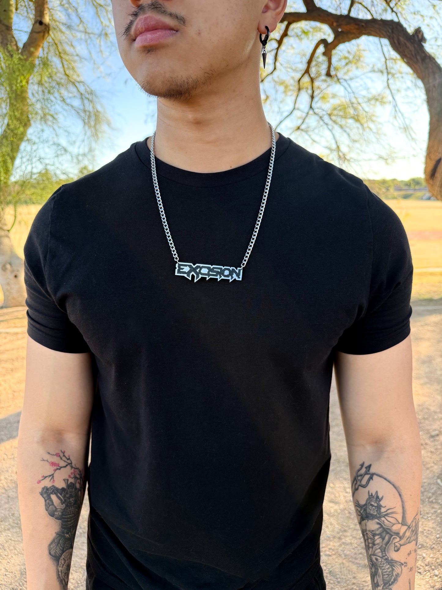 X Nameplate Necklace - Silver