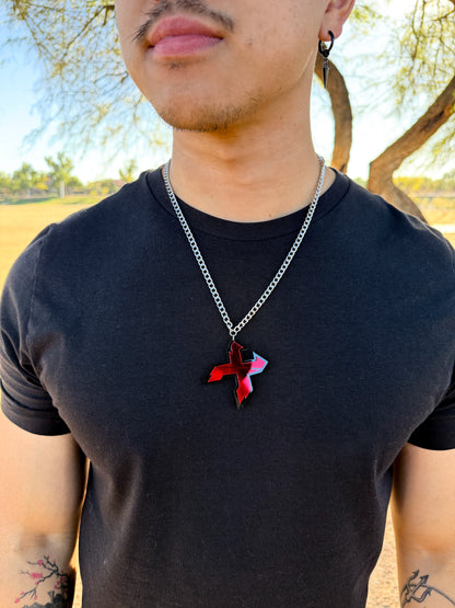 X Logo Necklace - Red Mirror