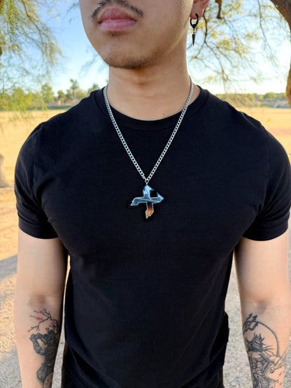 X Logo Necklace - Silver Mirror / Solid Black