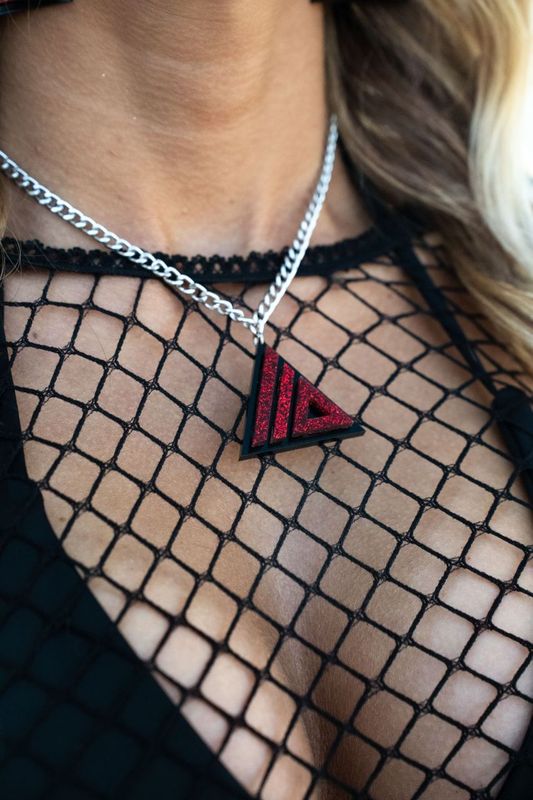 ATLiens Logo Necklace - Red Sparkle