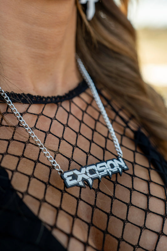 X Nameplate Necklace - B&W