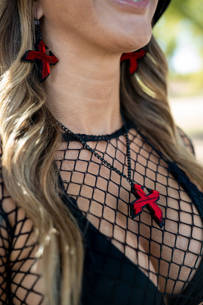 X Logo Necklace - Red Mirror